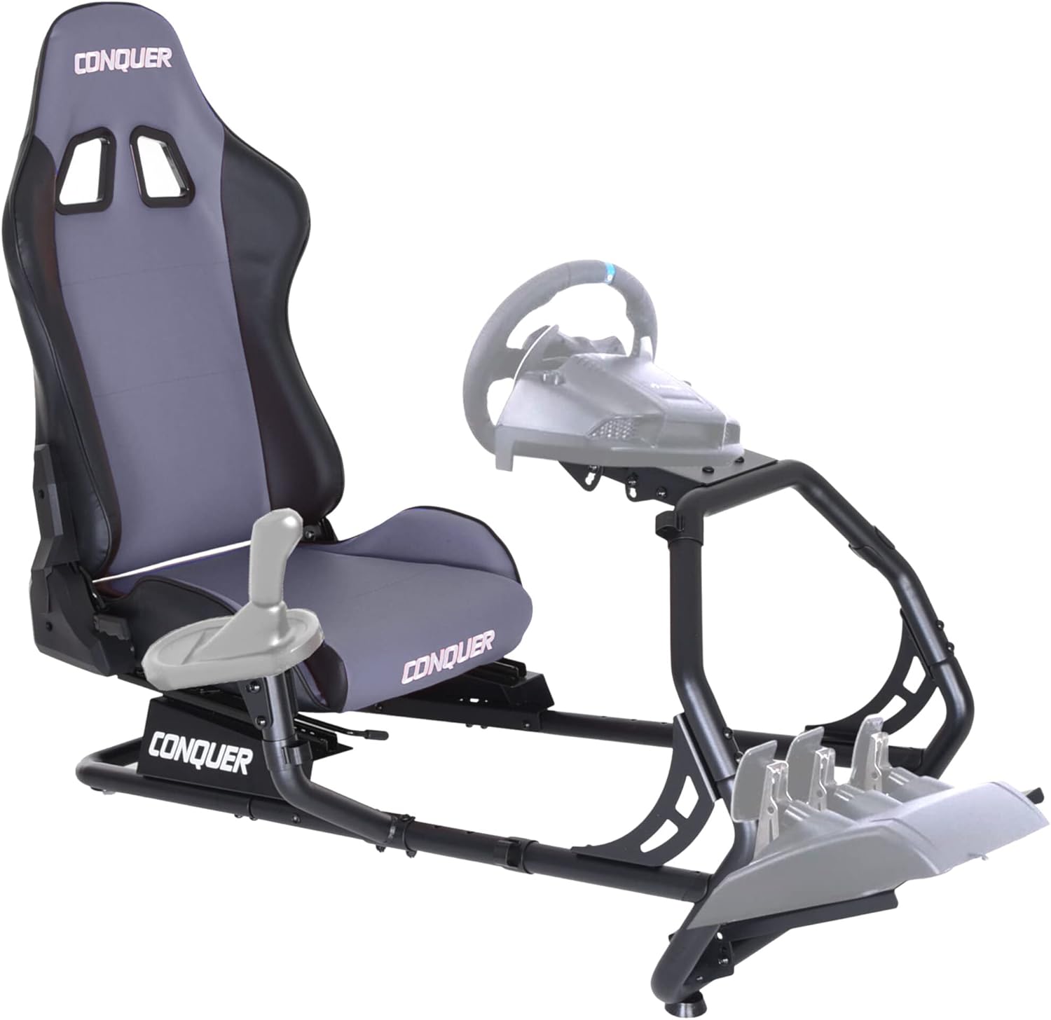 Conquer Racing Simulator Cockpit Driving Seat Reclinable with Gear Shifter Mount
