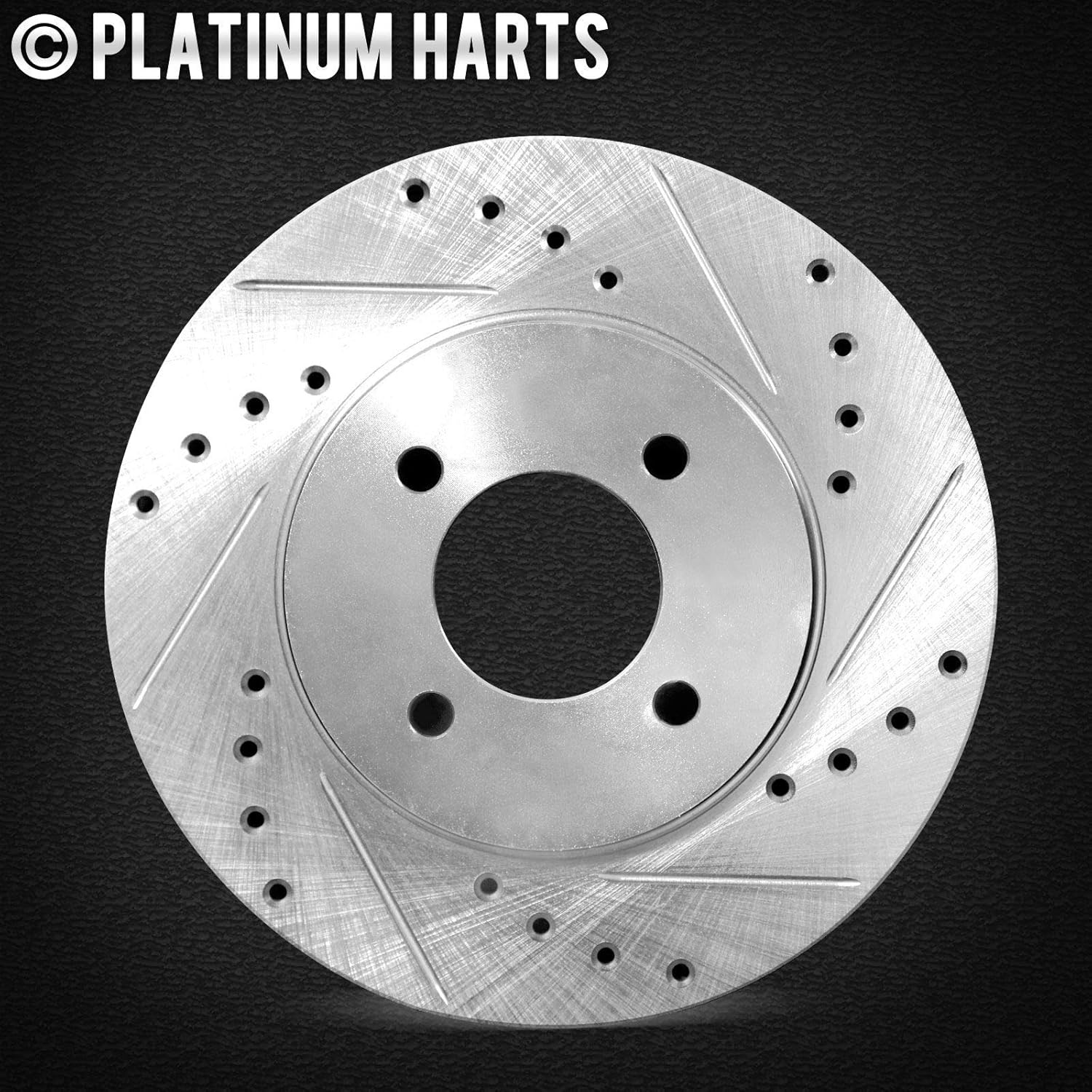 Hart Brakes Front and Rear Brake Rotors Silver Drilled Slotted Heavy Duty Pads Compatible For 2003-2004 Dodge Dakota