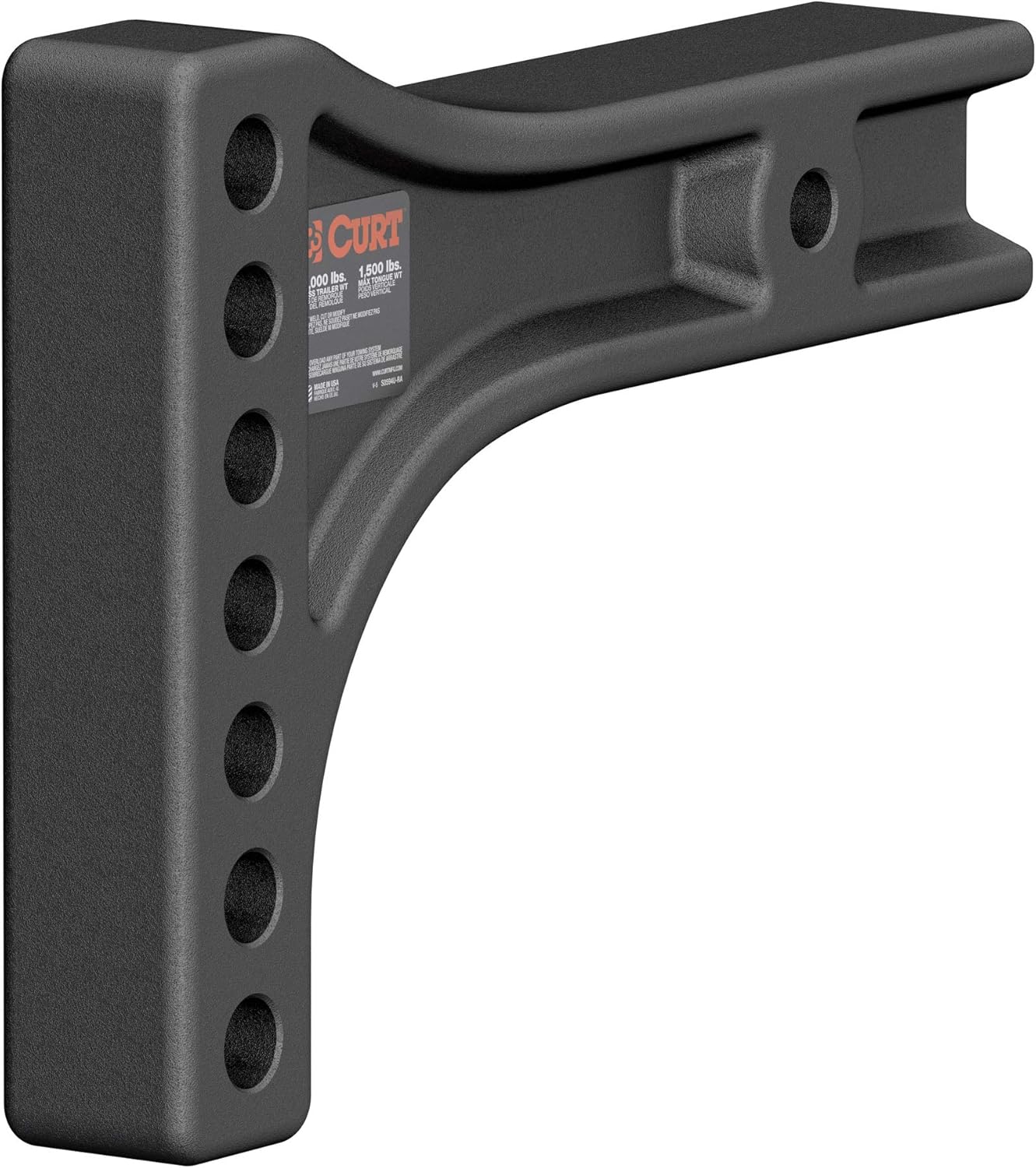 CURT 17131 Replacement Weight Distribution Hitch Shank, 2-1/2-Inch Receiver, 2-Inch Drop, 6-Inch Rise , Black