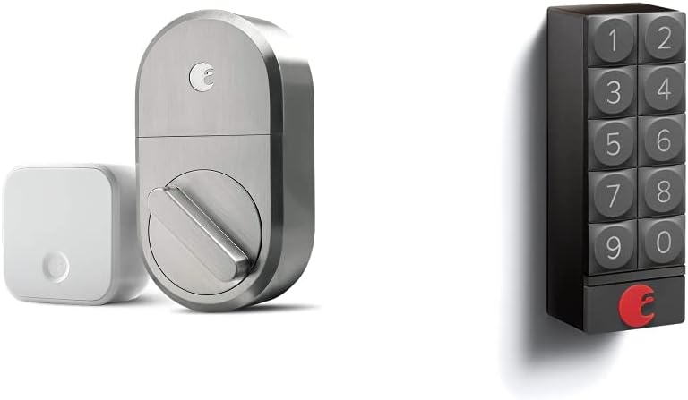 August Smart Lock + Connect Wi-Fi Bridge, Satin Nickel, Works with Alexa, Keyless Home Entry from Anywhere