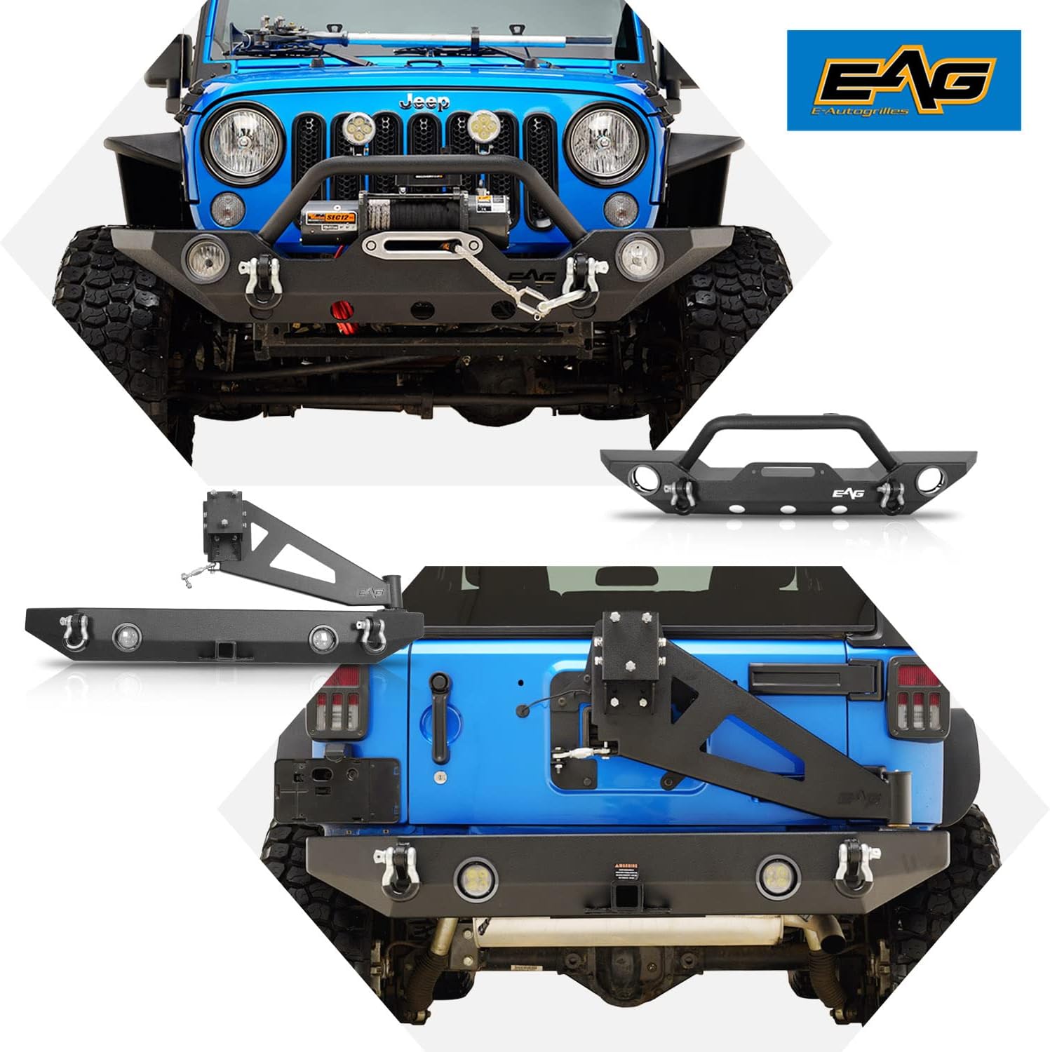 EAG 07-18 Wrangler JK Front Bumper and Rear Bumper Combo