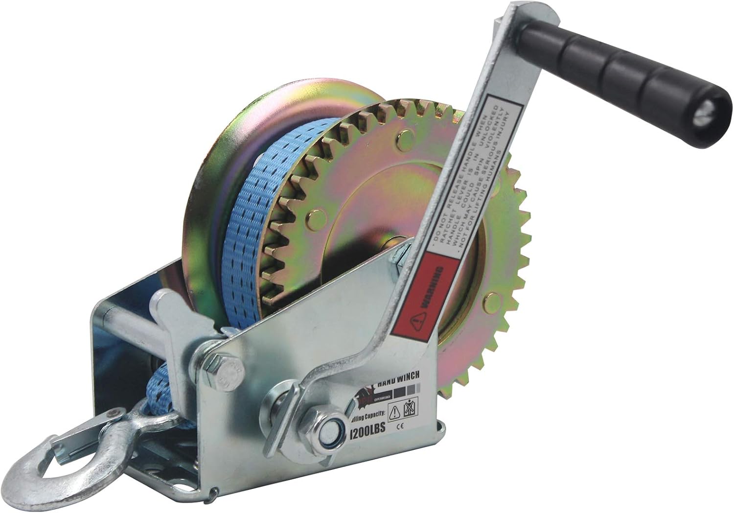 OPENROAD Baot Winch 2500lbs Hand Winch, with 32ft Blue Strap and 2 Speed switchable, for Boat Trailer Towing Winch Pack of 2