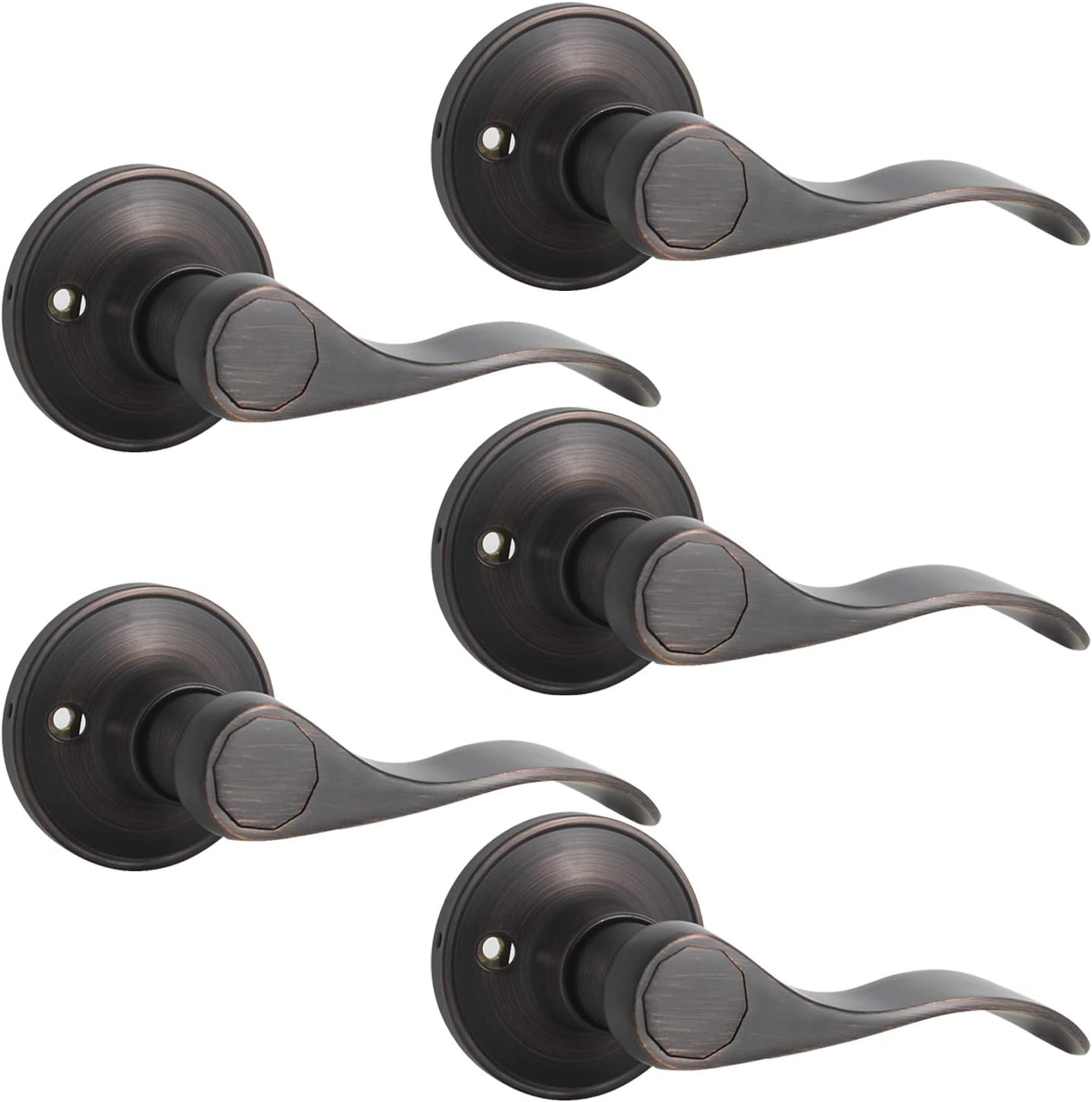 Probrico Door Levers Wave Style Dummy Door Handles Oil Rubbed Bronze Finish Handles, Right Handed 5 Pack Pack of 2
