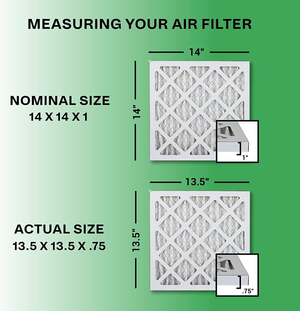 Filterbuy 14x14x1 Air Filter MERV 8, Pleated HVAC AC Furnace Filters (12-Pack, Silver) Pack of 2