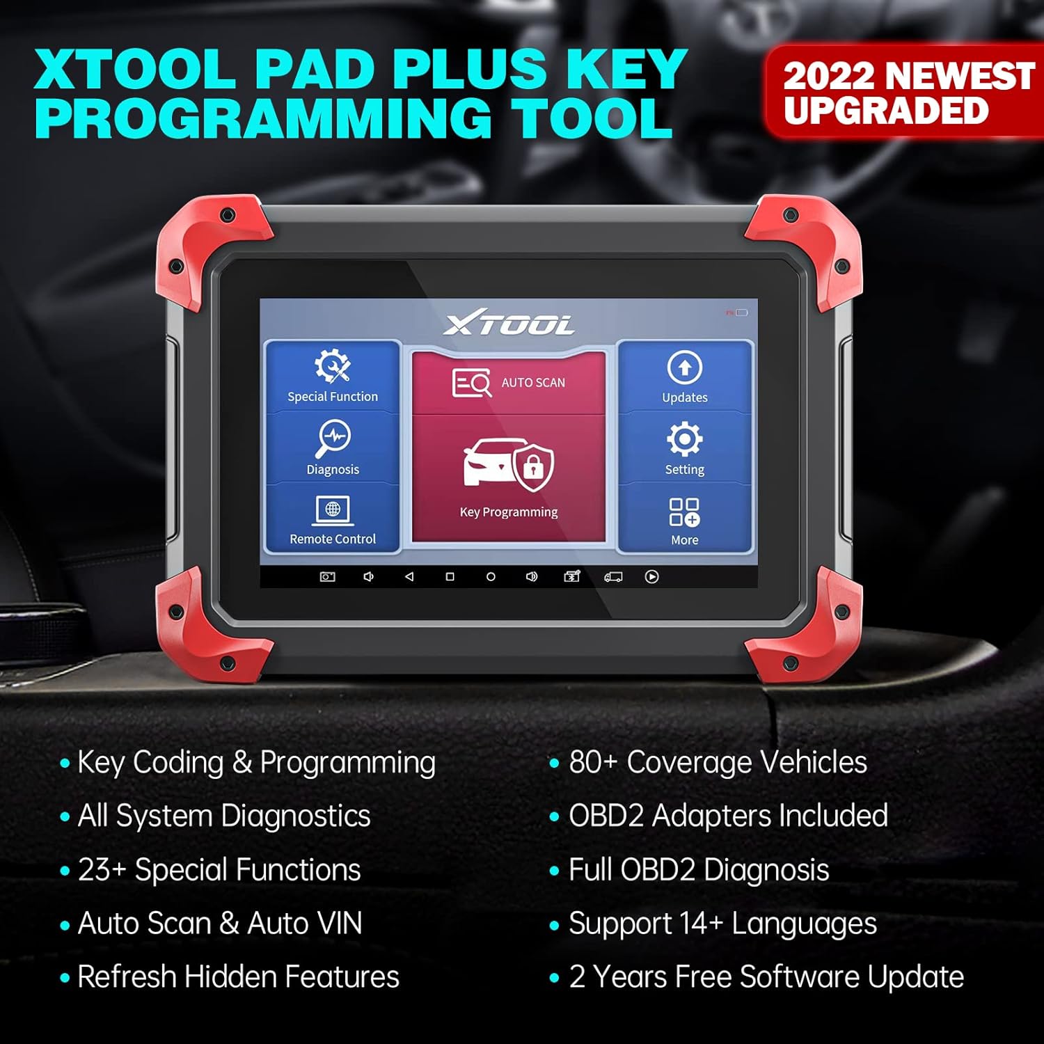 XTOOL X100 PAD Plus Automotive Key Programming Tool 2022 Newest, OE-Level All Systems Diagnostic, 23+ Services, ABS Bleed, Oil Reset, Throttle, Injector Coding, Air Suspension, 2 Years Free Update