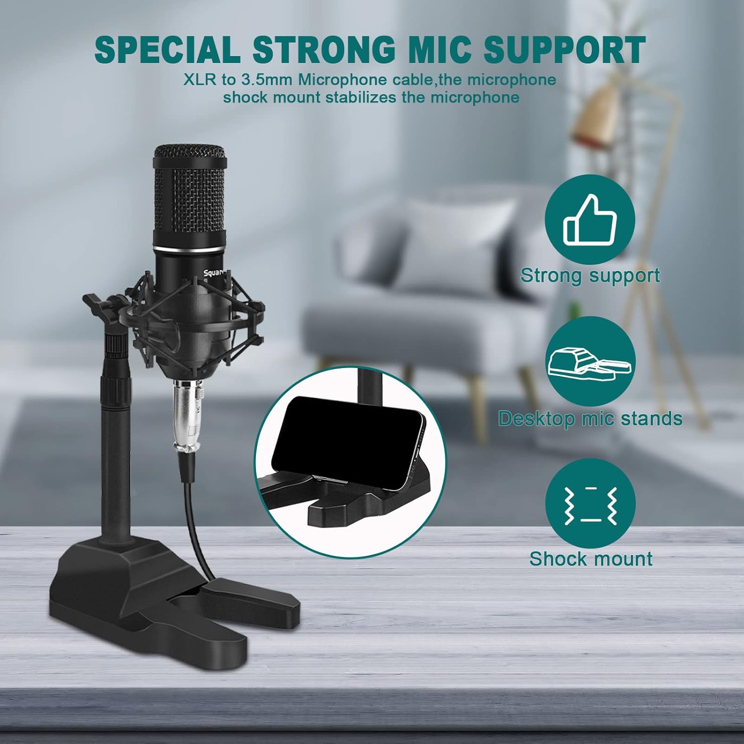 Podcast Equipment Bundle Audio Interface with DJ Mixer Integrated Smartphone PC Universal Noise Reduction Recording, Live Broadcast, Gaming, Interview