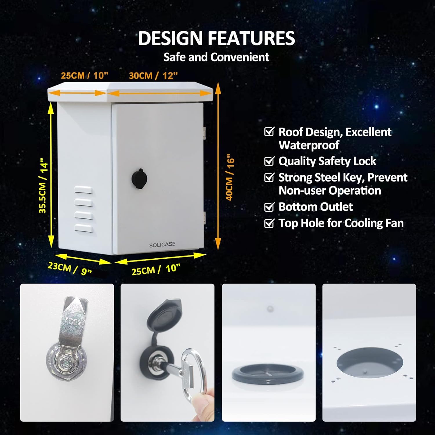 SOLICASE Electrical Enclosure Box 16x12x10 inches Galvanized Enclosure IP55 IP66 Weatherproof with 2 Shelves Electrical Enclosure, Electronic Equipment Enclosure Box