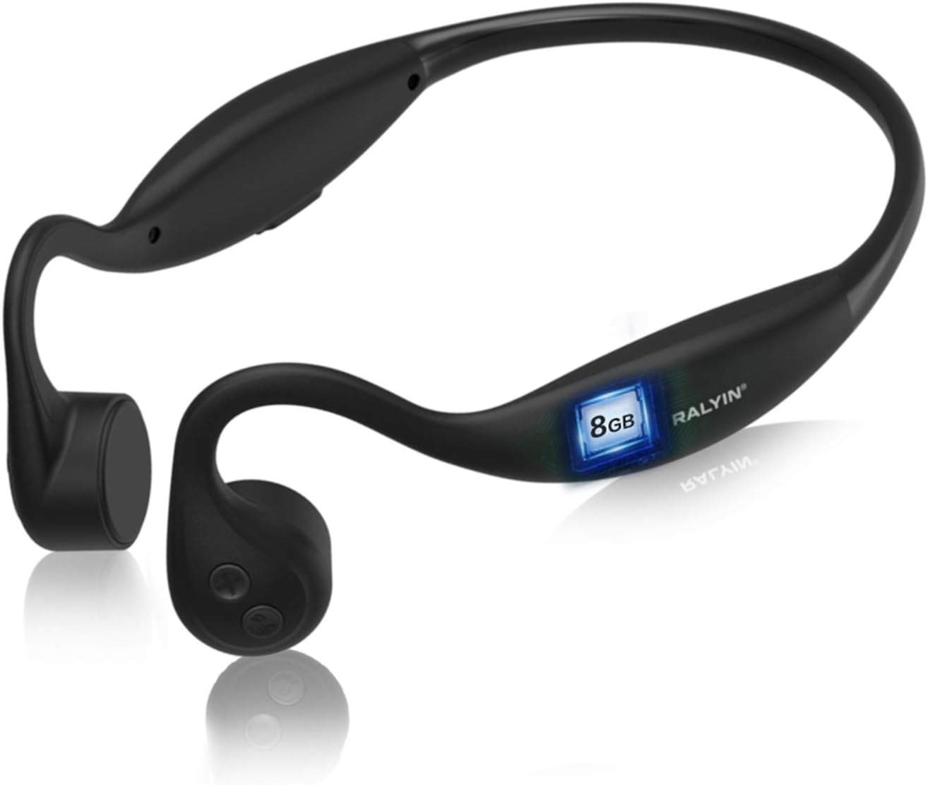 Bone Conduction Headphones, RALYIN MP3 Player Bluetooth Headphones, Built in 8G Memory/Mic, Sport Earphones Sweatproof for Working Running Driving (Black) Pack of 2