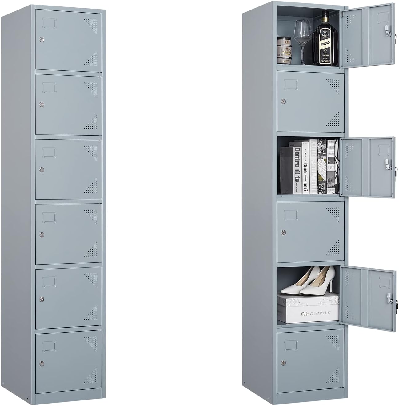Yizosh Metal Locker with 6 Doors, Tall Steel Storage Lockers for Employees - 71