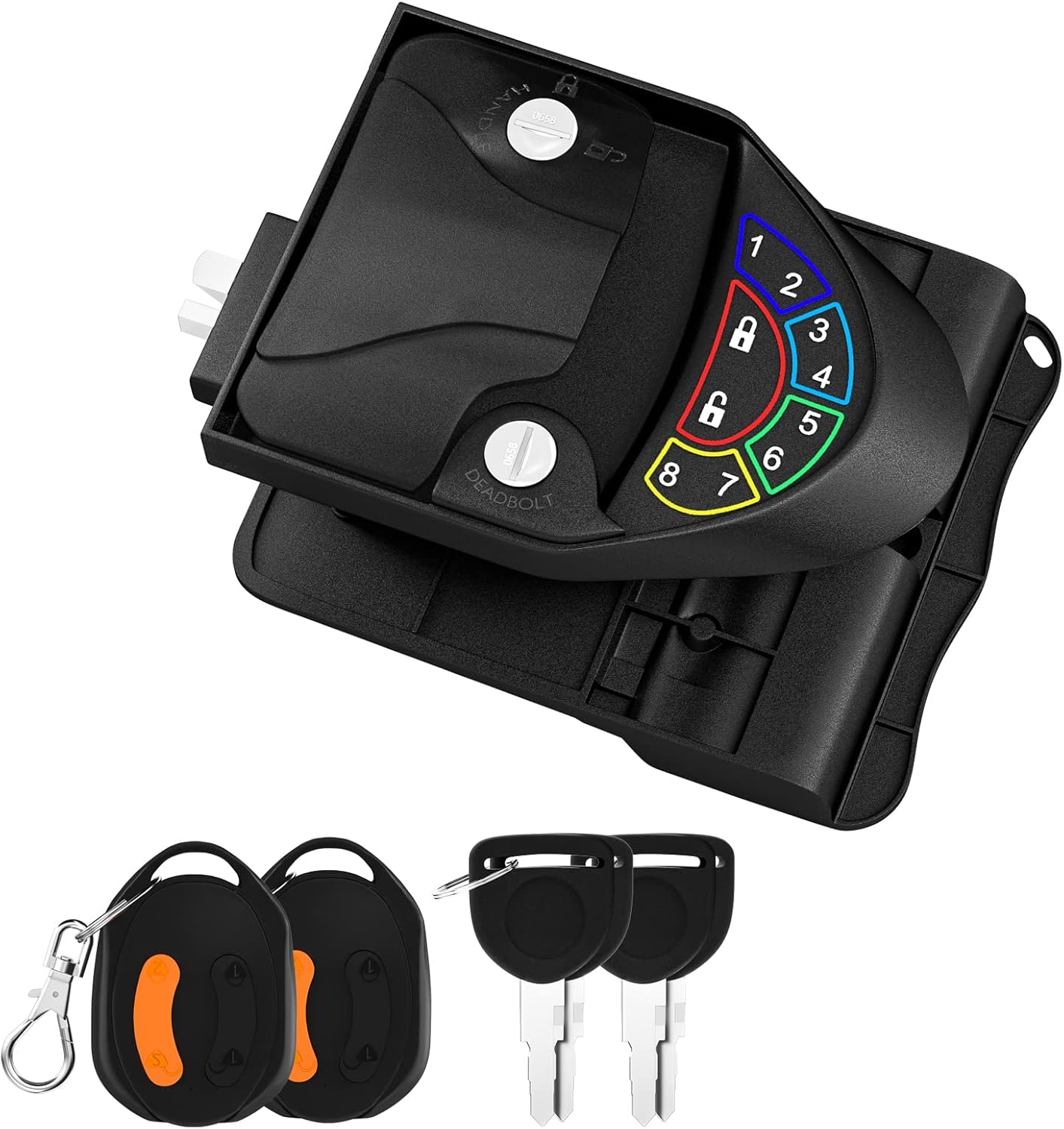 DaierTek RV Door Lock Keyless Entry, Metal RV Lock Keyless Entry with Deadbolt, Backlit Keypad, Wireless Fobs, Keys and Gasket, Zinc Alloy fit 2.75