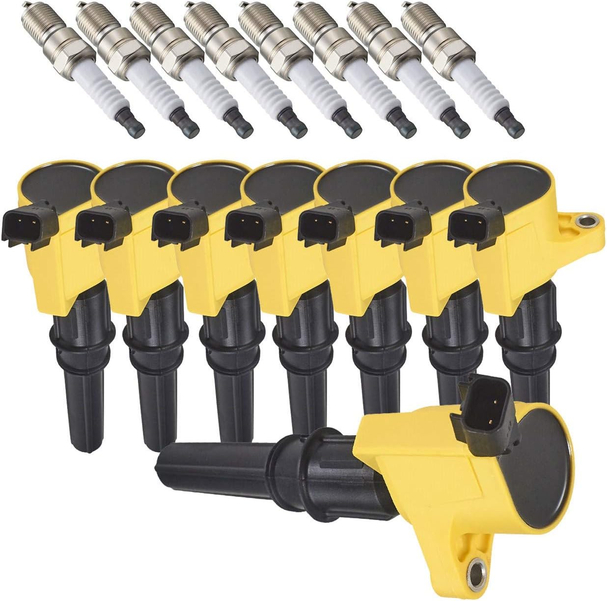 ENA Spark Plug and Heavy Duty Ignition Coil Pack Set of 8 Compatible with Ford Lincoln E-150 E-250 Towncar 4.6L Replacement for FD503 SP413 Pack of 2