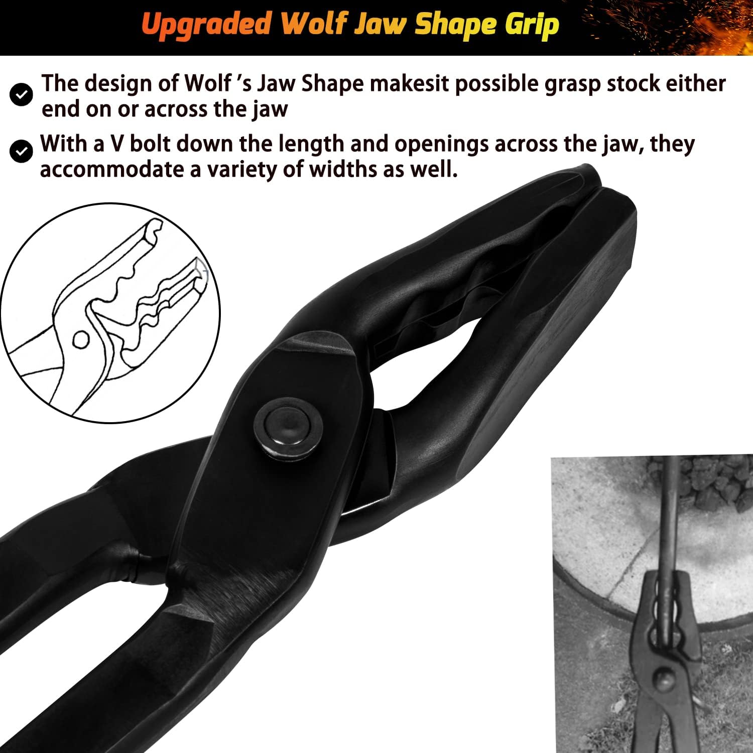 Bzsunway Blacksmith Wolf Jaw Tongs 16 (410mm) Pack of 2