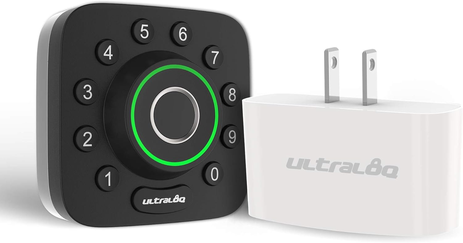 U-Bolt Pro Bluetooth Enabled Fingerprint and Keypad Smart Deadbolt + Bridge WiFi Adaptor | 6-in-1 Keyless Entry | Control Remotely Via Smartphone | Fingerprint ID | Anti-peep Code | Auto Unlock & Lock