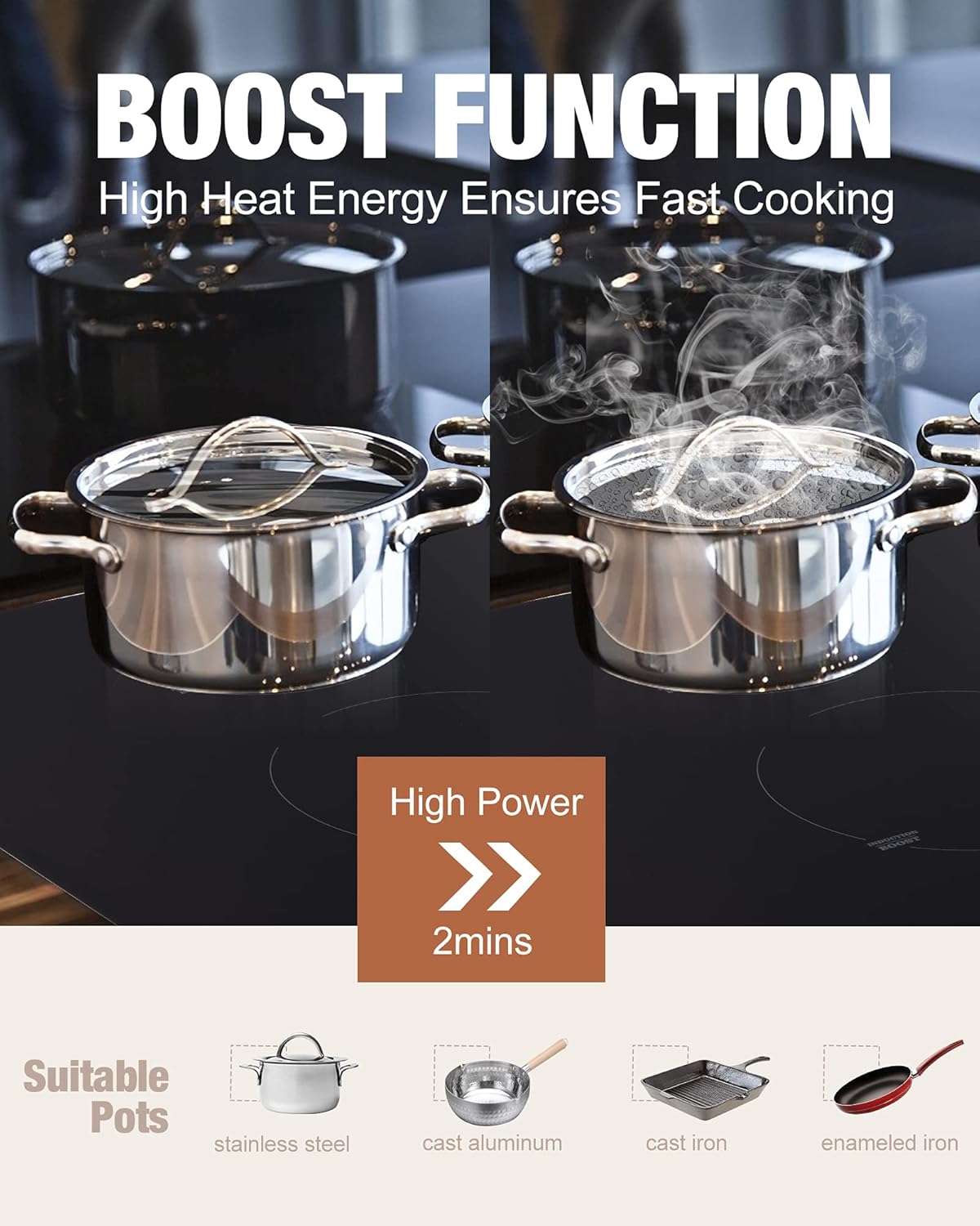 Induction Cooktop 2 Burner, Weceleh 12 Inch Electric Stove Top 240V 3500W, Fast Heat Built-in Dual Induction Cooker, (NO PLUG) Electric Cooktop with 9 Heating Level, Kid Safety Lock and Timer