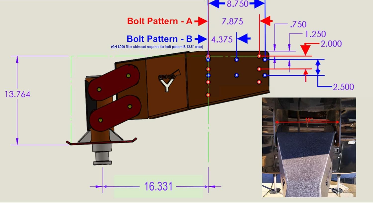 GENY GH-8040 Executive - Torsion-Flex, Fifth Wheel King Pin, 1.5K - 3.5K Hitch/pin Weight, 21K Towing