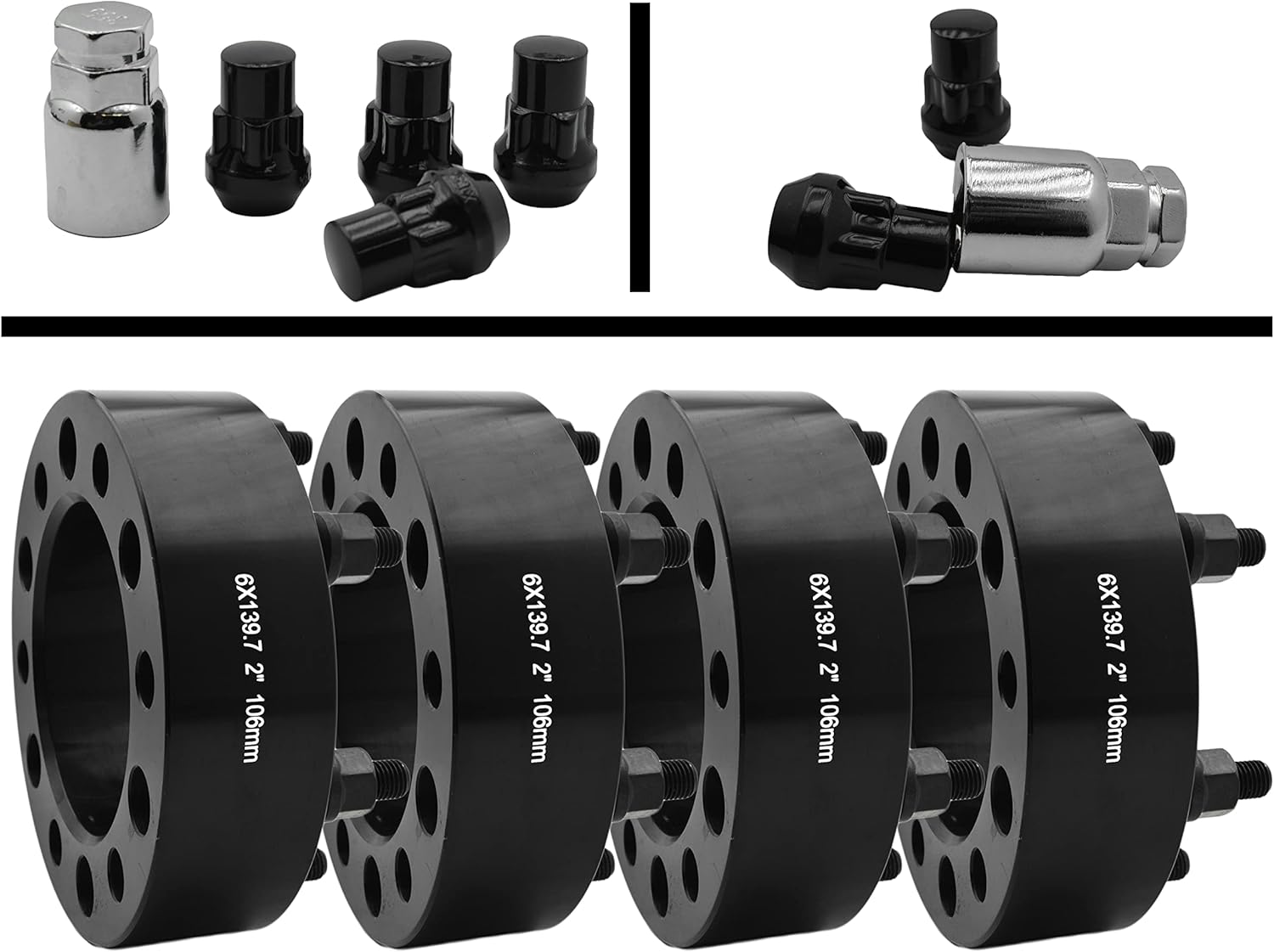 Full Set 6x5.5 Black Hub Centric 2