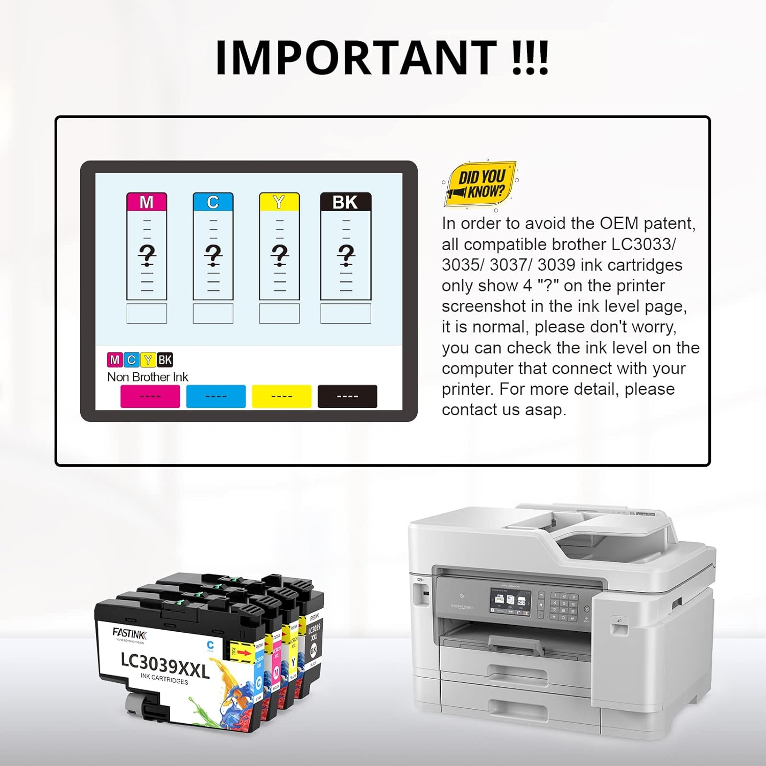 FASTINK Compatible LC3039 Ink Cartridge Replacement for Brother LC3039 LC3039XXL LC3039BK LC3037 LC3037BK Work with Brother MFC-J5845DW MFC-J5945DW MFC-J6545DW MFC-J6945DW Printer (4 Pack，BK/C/M/Y) Pack of 2