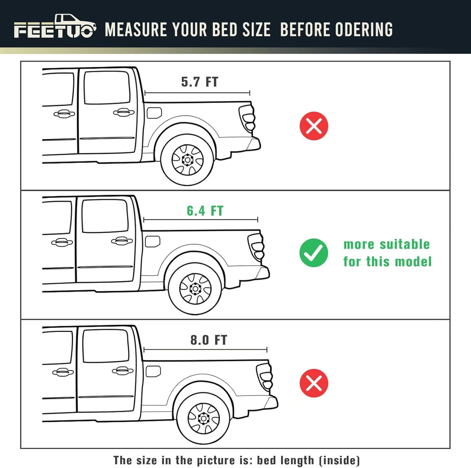 FeeTUO FRP Hard Tri-Fold Tonneau Cover Truck Bed for 2019-2022 Ram 1500 2500 3500 6.4FT/76.3inch w/o RamBox