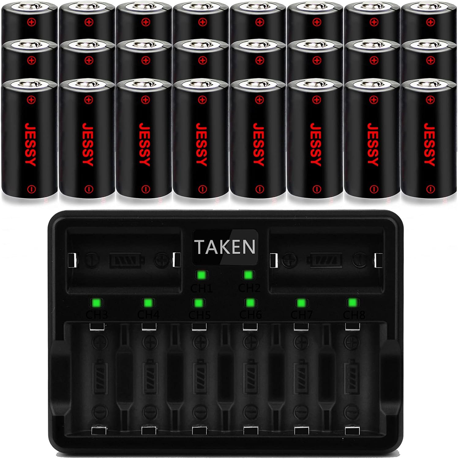 Rechargeable Batteries for Arlo, Rechargeable Batteries (24 Pack) with Charger Compatible with Arlo Security Cameras (VMK3200/VMC3030/VMS3330/3430/3530/) and Flashlight and More