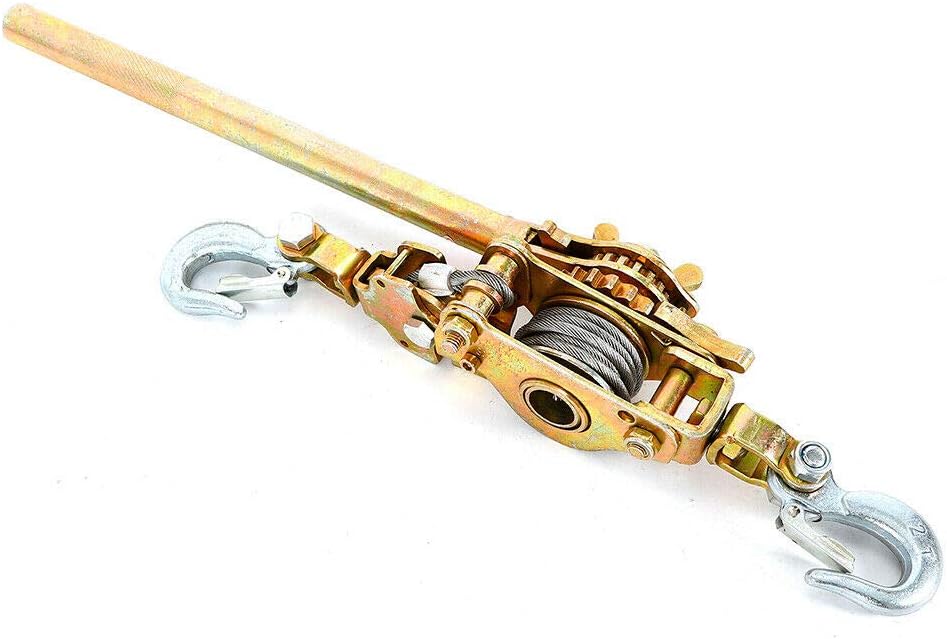 Heavy Duty 2ton Puller Tightener Come Along Cable HD Strong Alloy Hoist Hook 4400LB Hoist Ratchet for Lifting Pulling Construction Building Garages Warehouse Automotive USA Stock Pack of 2