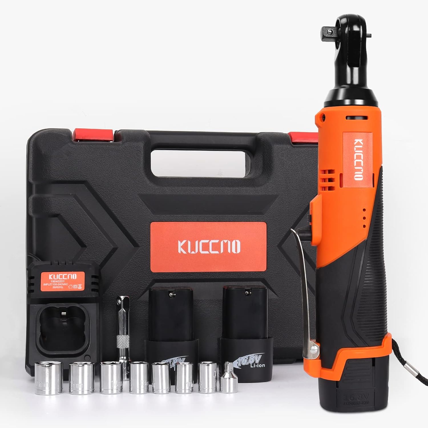 Cordless Ratchet Wrench Set, 3/8'' 16.8V 450 RPM Electric Ratchet Wrench, Power Ratchet Wrenches 40 Ft-lbs(55N.m), Variable Speeds, 2-Pack 2.0Ah Lithium-Ion Batteries, 1 Extension Bar Pack of 2