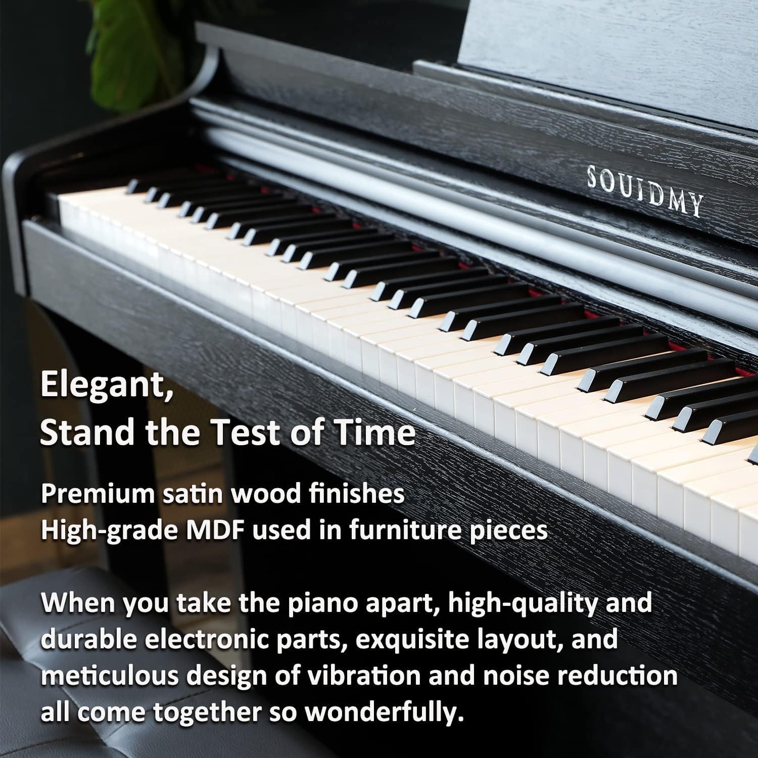 Souidmy V-210 88-Key Digital Piano, Weighted Hammer-Action Ivory Textures Keyboard, Bluetooth MIDI, Enhanced Acoustic Resonance, Numerous Practical Features, for Beginner and Professional