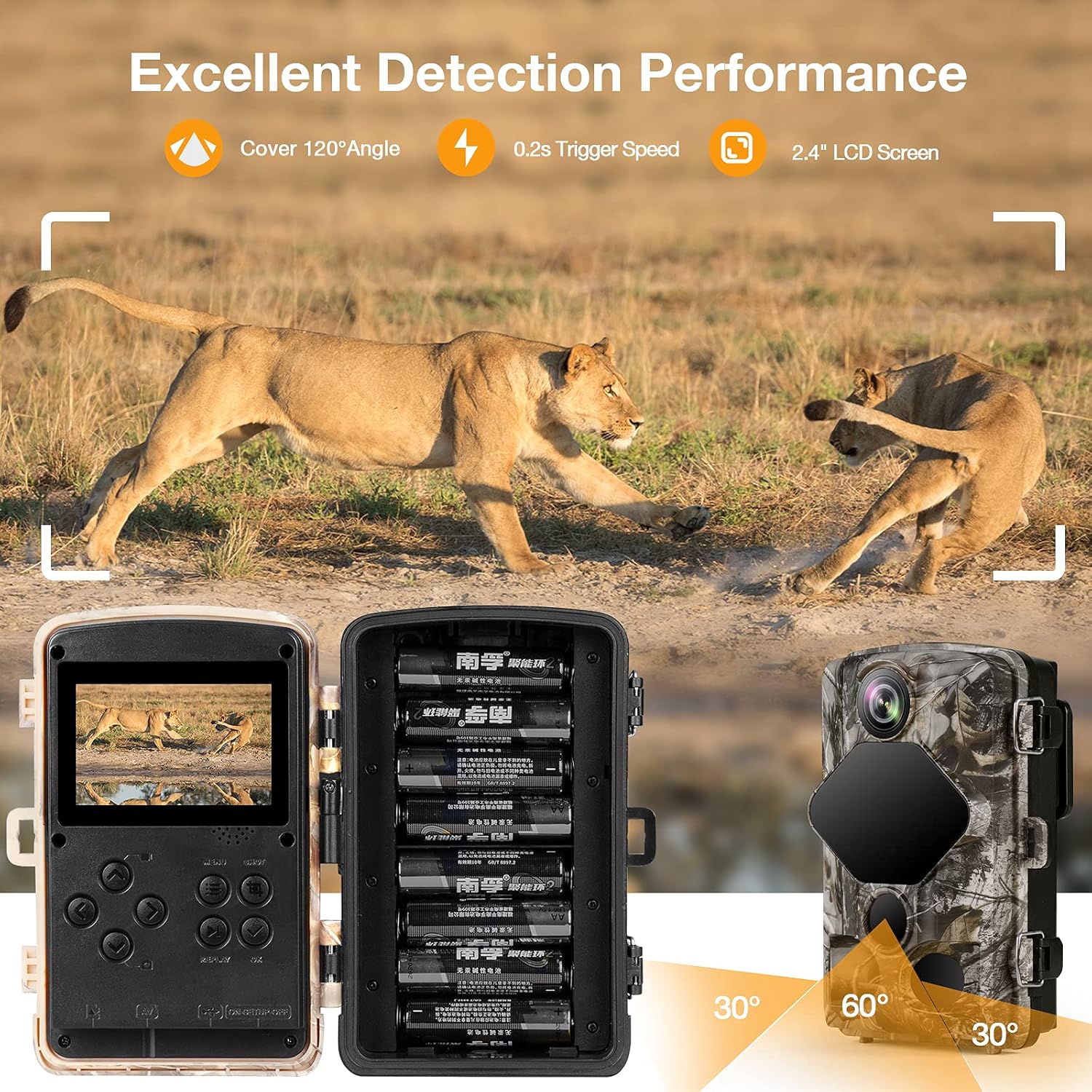 WiFi Trail Camera 4K 24MP Bluetooth Hunting Game Camera with Night Vision 82ft Motion Activated IP66 Waterproof, 0.2s Trigger Speed Pack of 2