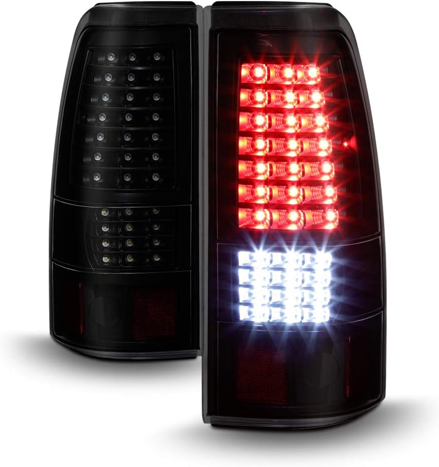 ACANII - For Black Smoke 1999-2006 GMC Sierra 1999-2002 Chevy Silverado Full LED Tail Lights