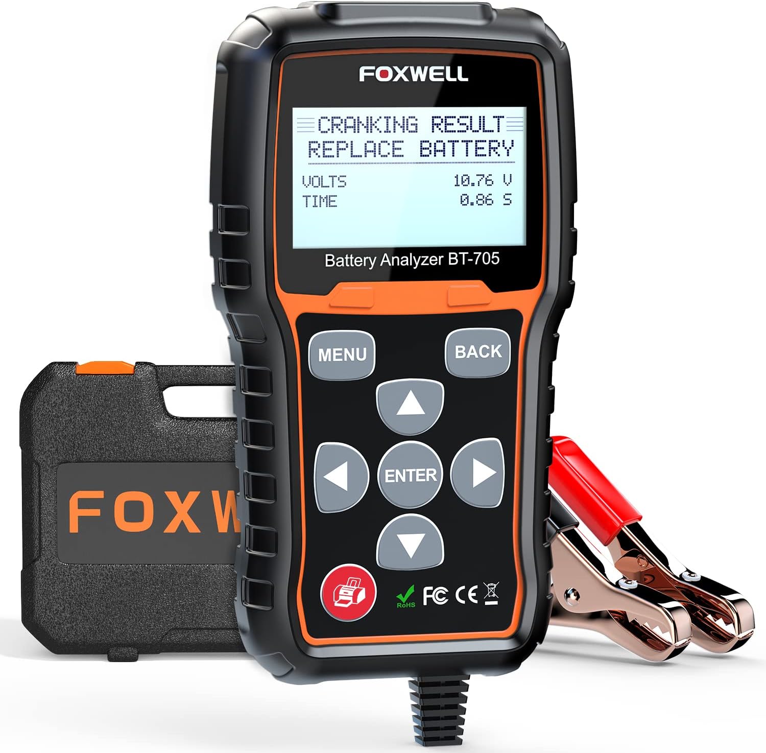 FOXWELL BT705 12V 24V Car Battery Tester Automotive 100-2000 CCA Battery Load Testers Auto Cranking and Charging System Check Diagnostic Tool Alternator Batteries Analyzer for Vehicle Heavy Duty Truck