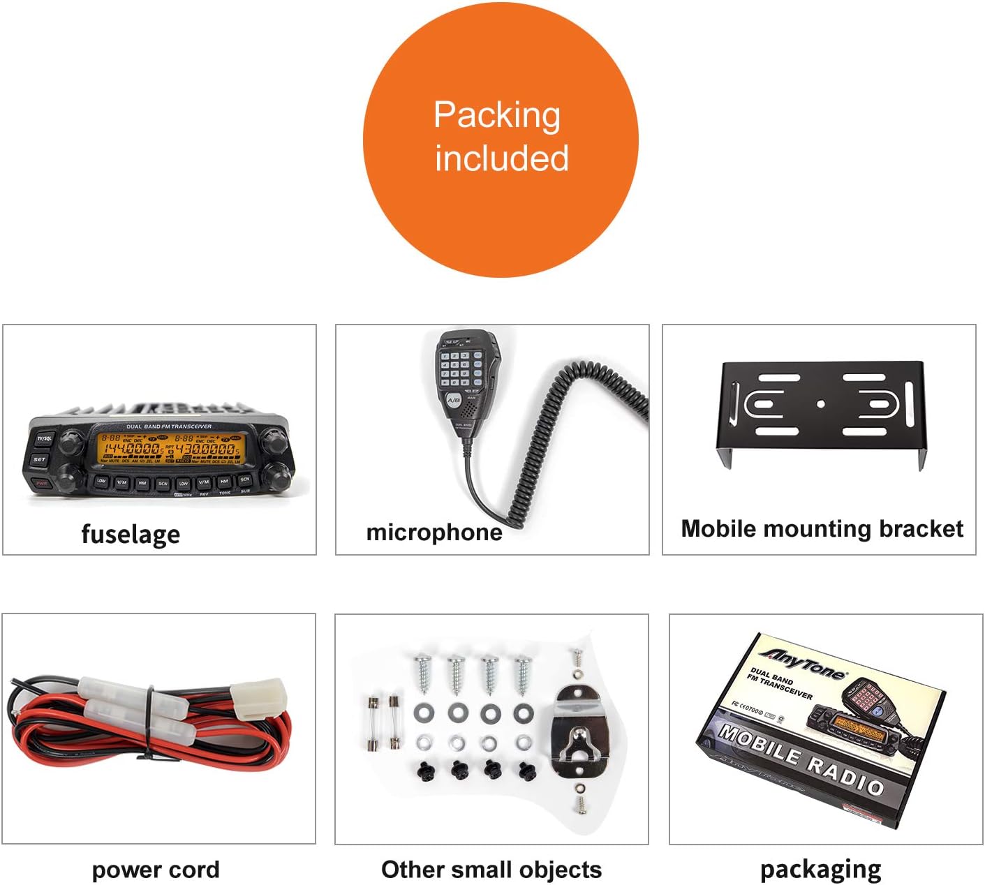 AnyTone Dual Band Mobile Transceiver VHF/UHF Transmitter Vehicle Radio AT-5888UV