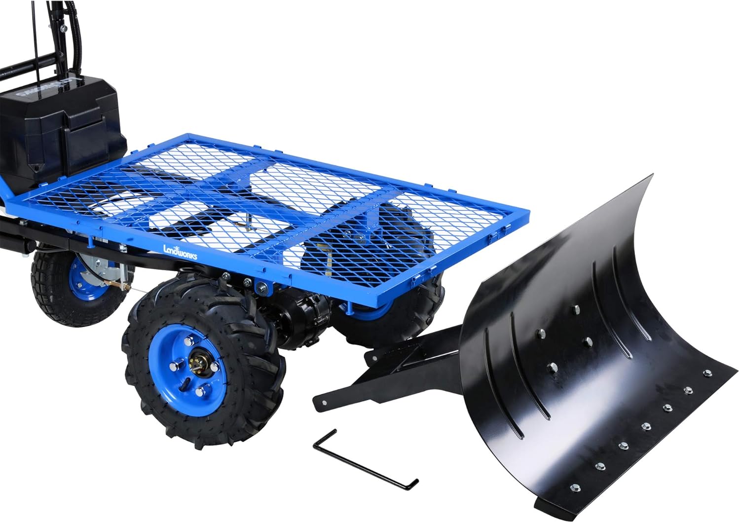 Landworks Snow Plow Wagon Utility Electric Wheelbarrow Barrel Dump Power Wagon Mountable Steel