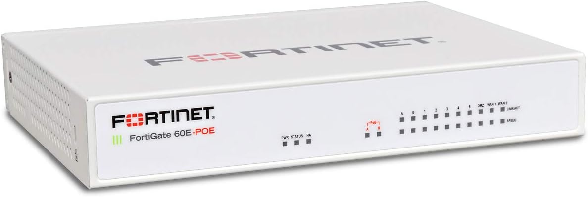 Fortinet 10 x GE RJ45 ports (including 8 x POE/POE+ ports, 2 x WAN ports) Max managed FortiAPs (Total / Tunnel) 10 / 5 FG-60E-POE