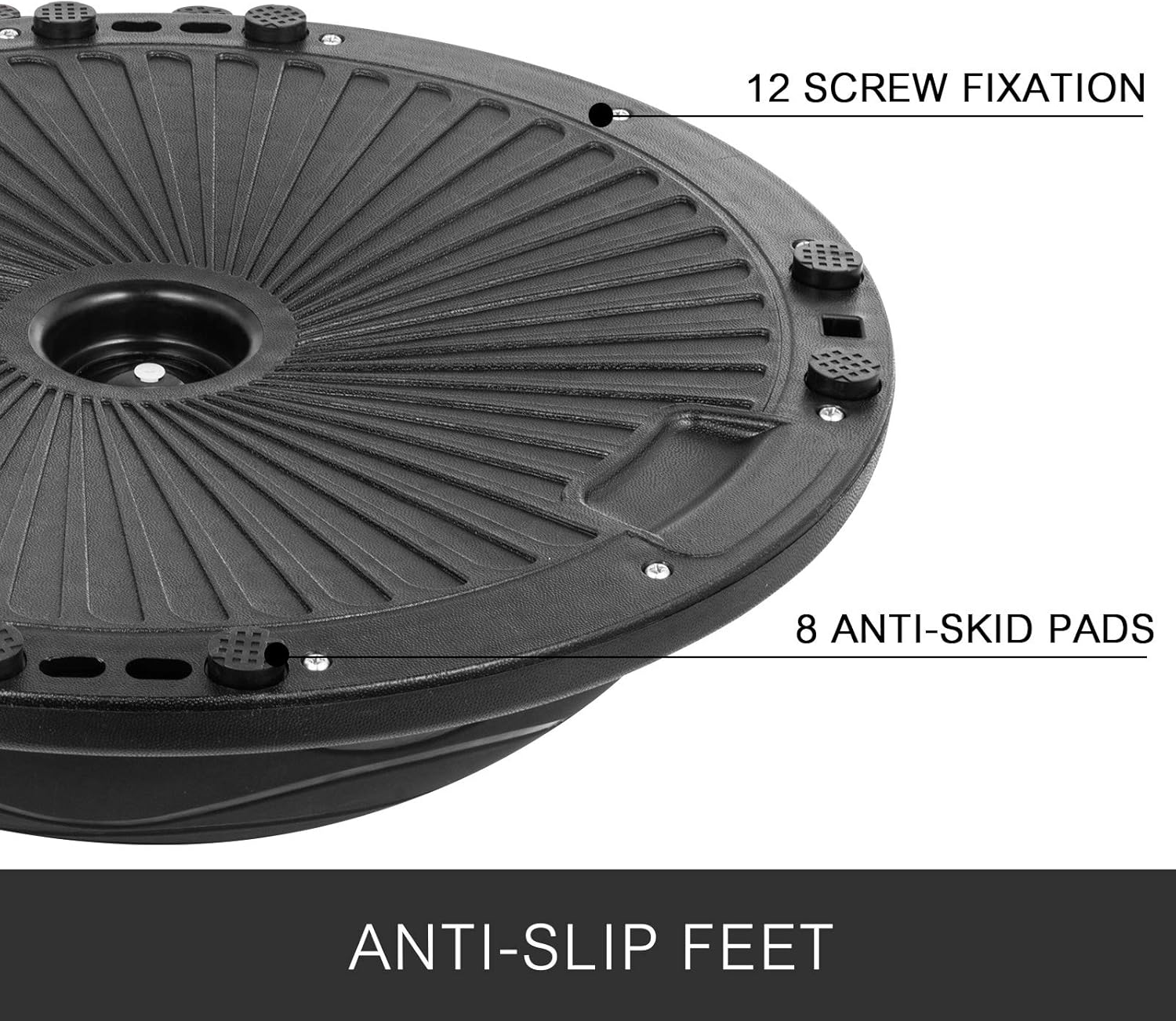 Happibuy Yoga Half Ball Anti-Slid Surface 1100lbs with 5 Fitness Band Dome Black Balance Trainer Fitness Strength Exercise Workout with Pump (Black)