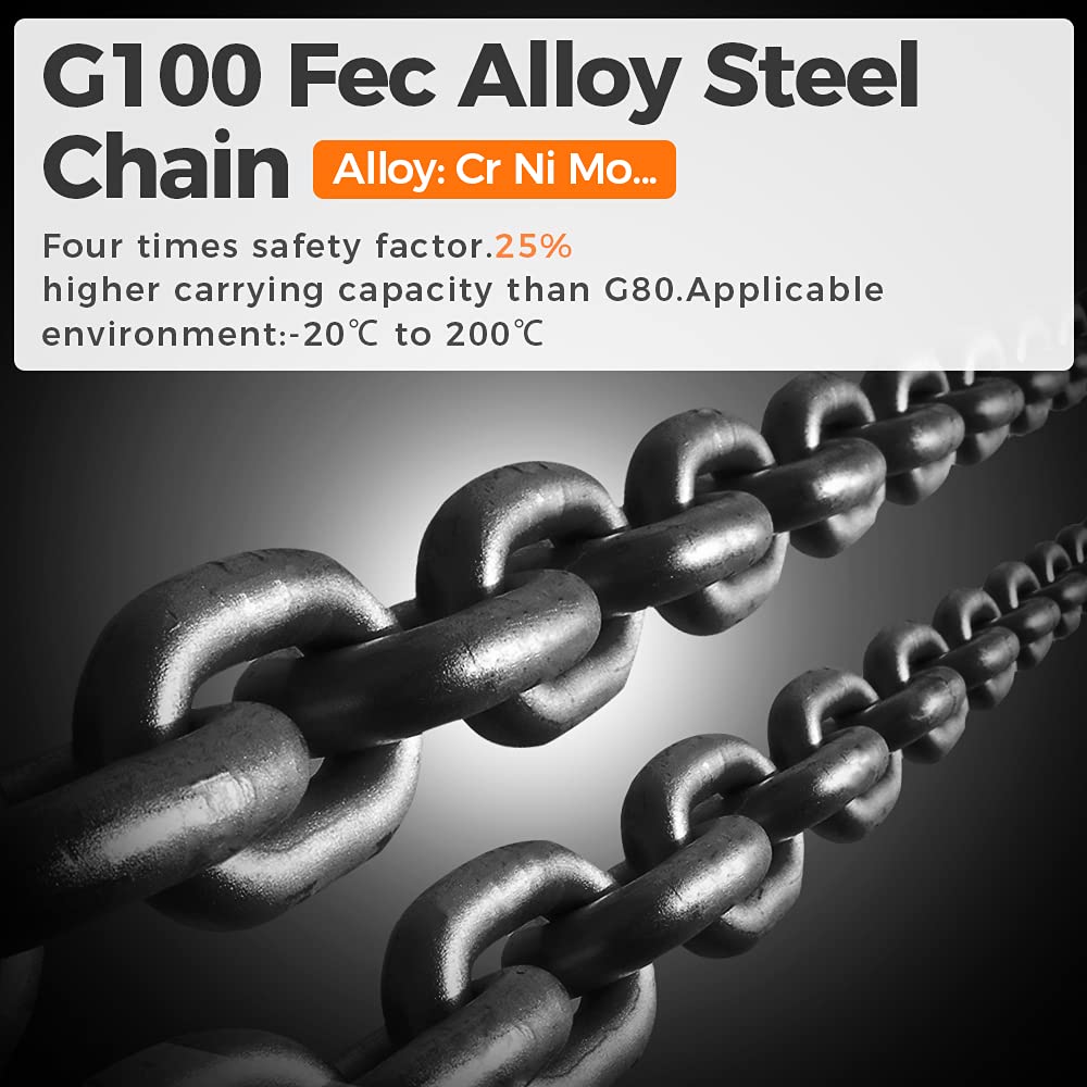 ANBULL 2200lbs FEC Chain Electric Lift Hoist Single Phase Overhead Crane Hoist, G100 Double Chain Hoist with Two 360° Rotatable Hook for Garage Ceiling.(1Ton, 110V,10ft Lift Height)