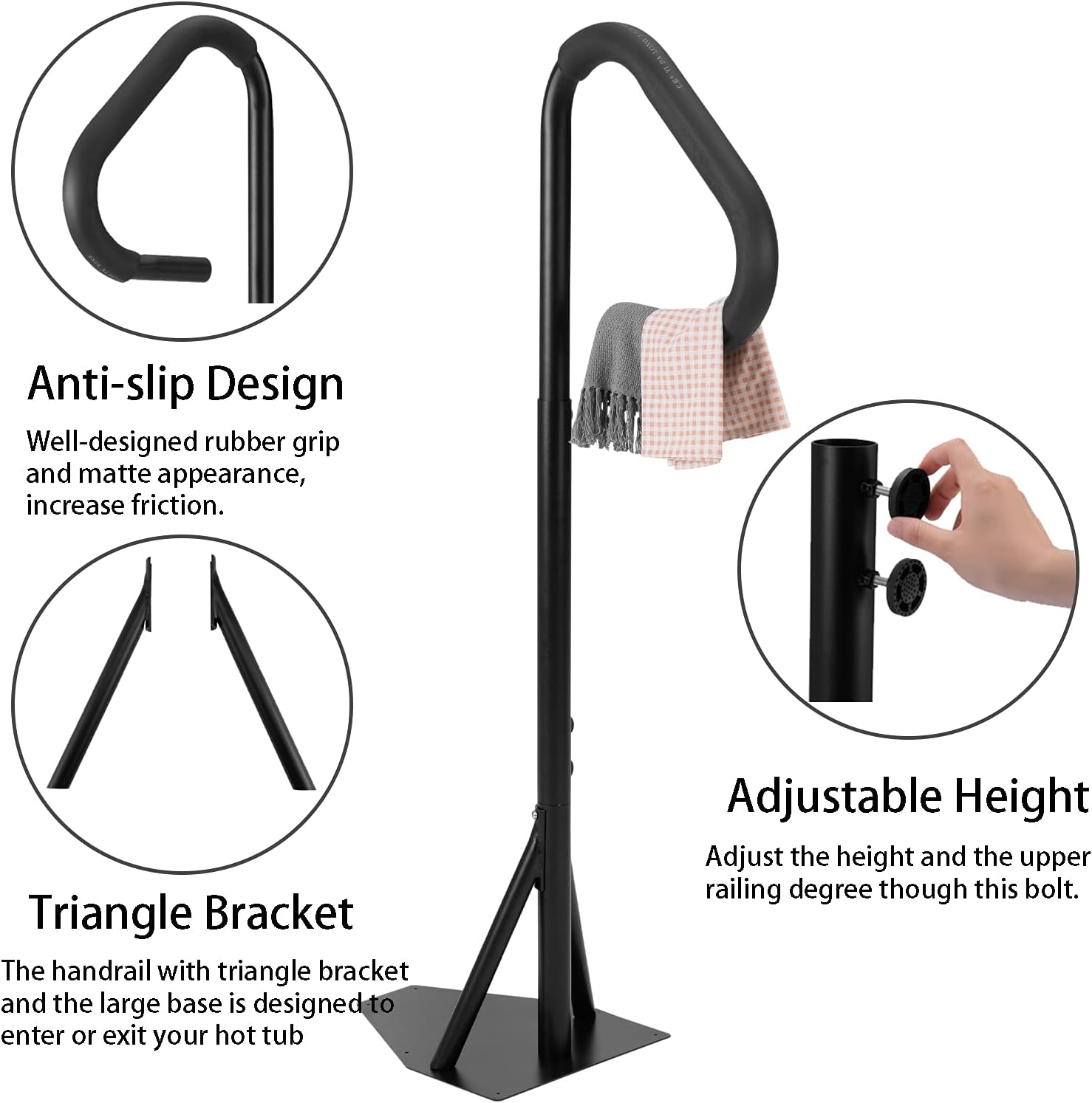 Hot Tub Handrail 600LBS Capacity Spa Side Handrail 63