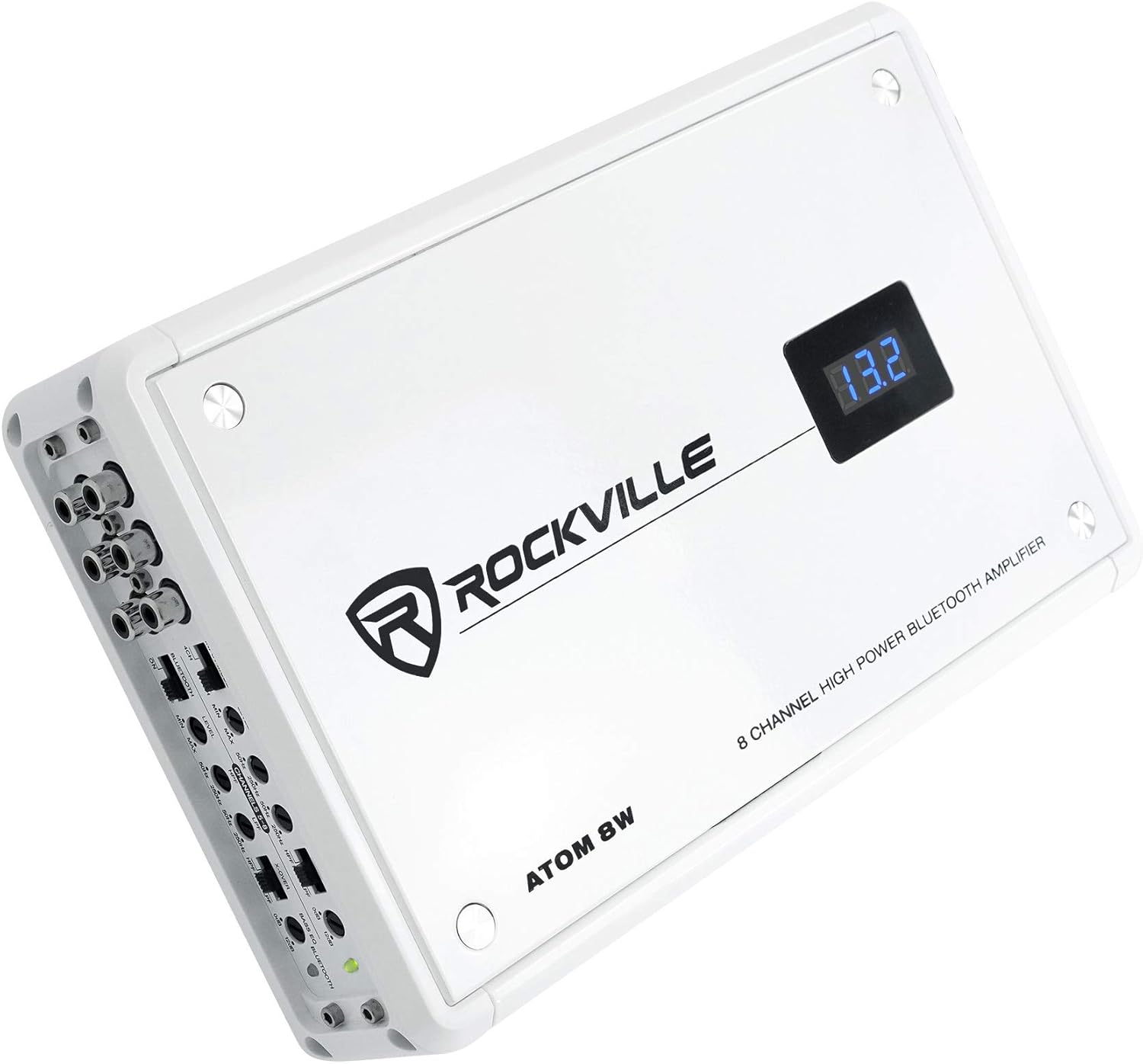 Rockville Atom S30 Marine Amplifier 2400w 4 Channel Amp w/Volt Meter+PA Mic