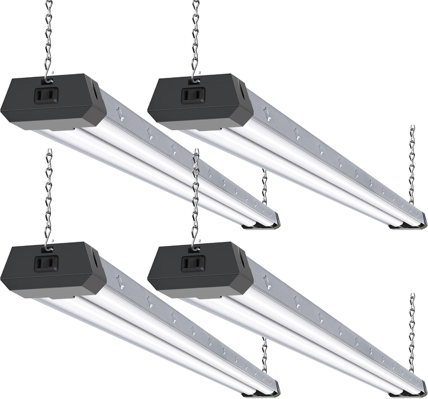 hykolity 4 Pack 4FT LED Shop Light, Linkable Utility Shop Lights, 42W, 5000K Daylight White Shop Light for Garages, Workshops,hanging or FlushMount, Power Cord W/ Built-in ON/Off Switch, ETL Pack of 2