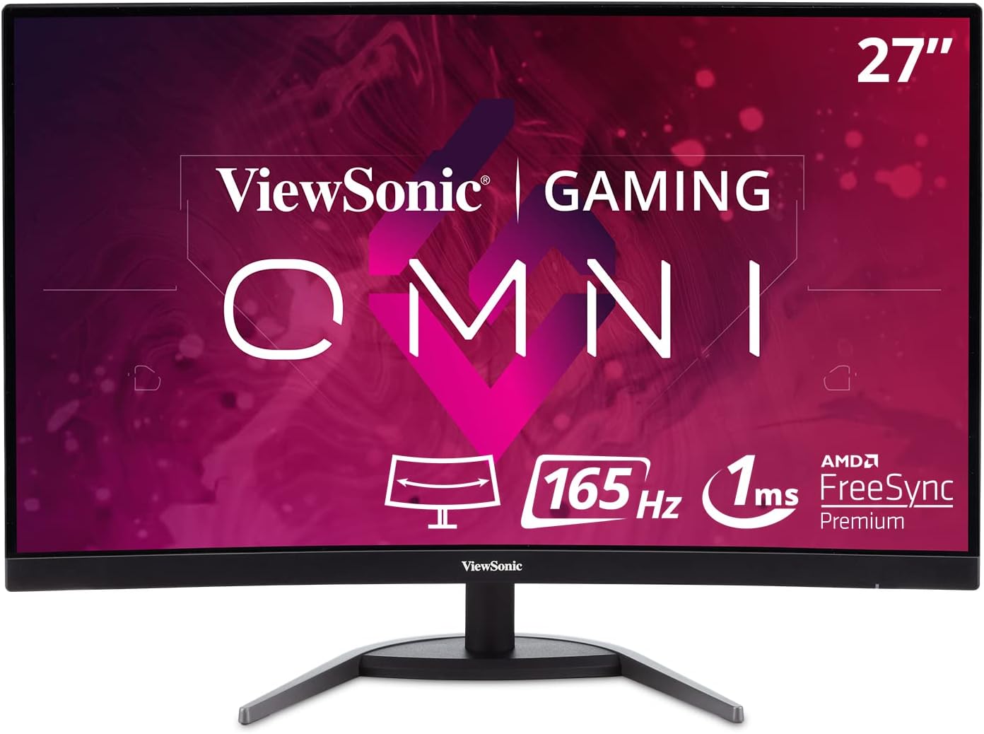 ViewSonic OMNI VX3268-2KPC-MHD 32 Inch Curved 1440p 1ms 144Hz Gaming Monitor with FreeSync Premium, Eye Care, HDMI and DisplayPort