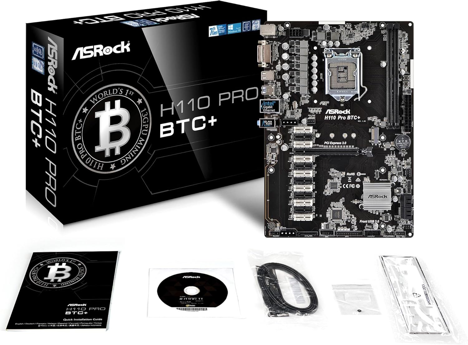 ASRock H110 Pro BTC+ 13GPU Mining Motherboard Cryptocurrency