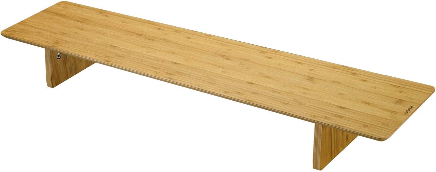 SAMDI Large Bamboo Wood Dual Monitor Stand Riser for Desktop Shelf Organizer Stand Riser, Sturdy&Stable Monitor Riser for 2 Monitors,Computer,Laptop,Printer,TVs Monitor Riser Stand(Bamboo) Pack of 2