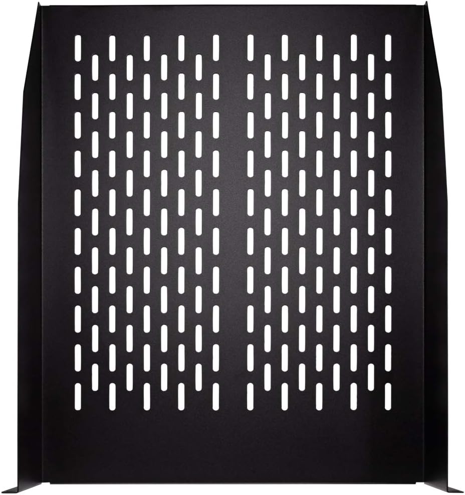 NavePoint 2U 19-Inch Heavy Duty Vented Rack Mount Cantilever Fixed Server Cabinet Shelf 22-Inches Deep Black Pack of 2