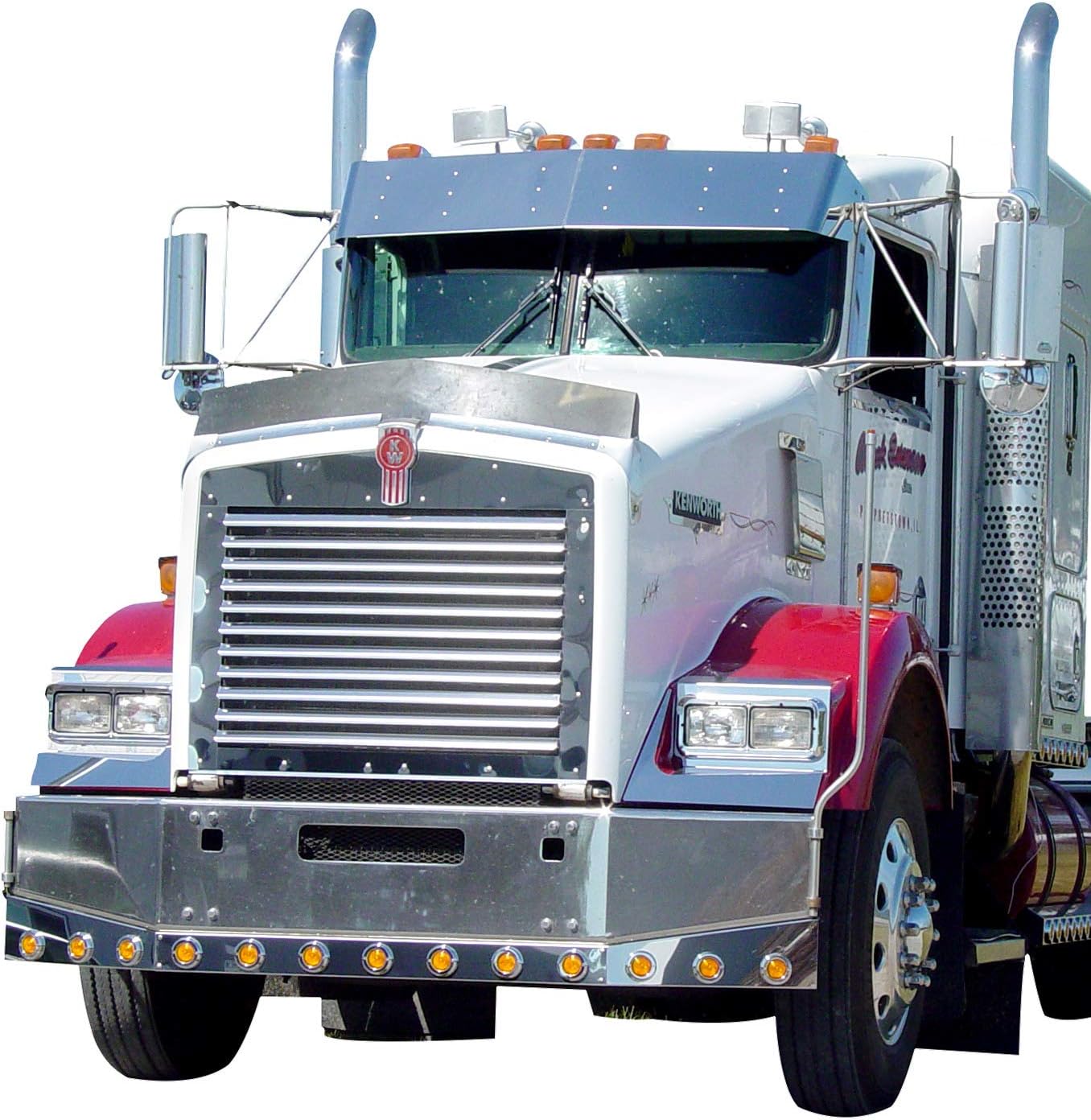 RoadWorks Stainless Steel Grille with 11 Louvered Bars for Kenworth T800 1995-2020