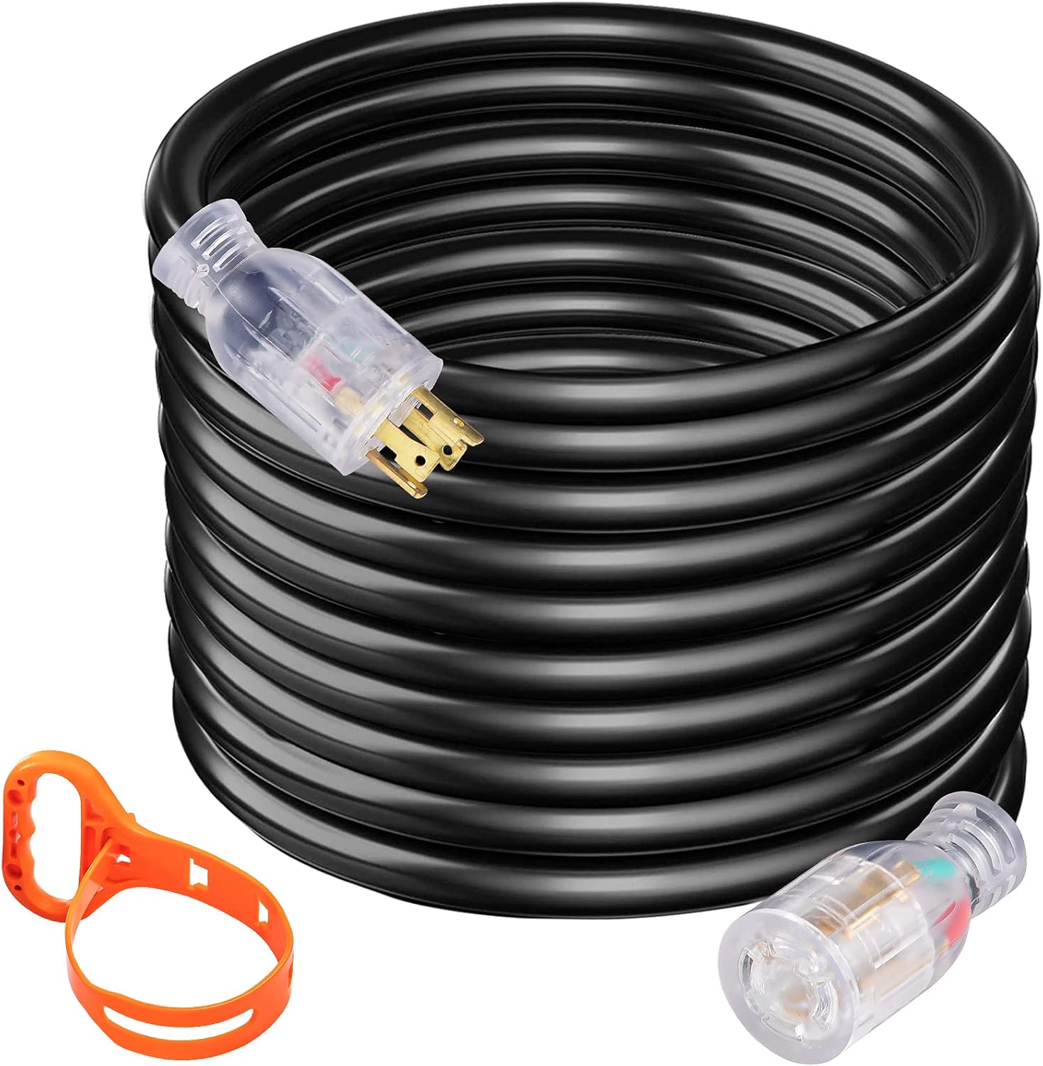 VEVOR Generator Extension Cord, 25FT Extension Cord, 30AMP Extension Cord, L14-30P Extension Cord, 10/4 ETL Extension Cord, 7500W Extension Cord, 10 Gauge SJTW Extension Cord, 125/250V Extension Cord Pack of 2