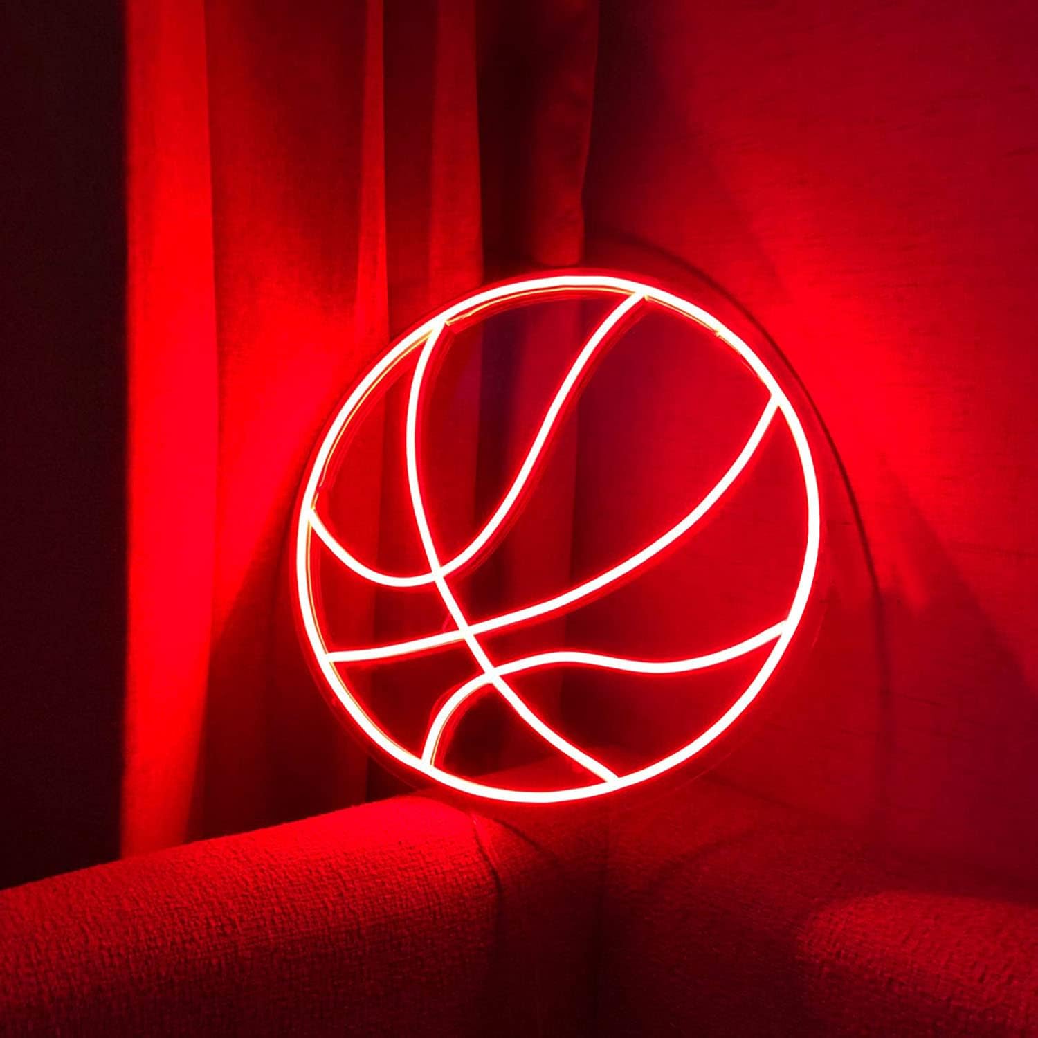 FARNEW Basketball Neon Sign Flex Led Neon Light Sign Led Logo Custom Neon Sign Bride Party Room Decoration (Red)