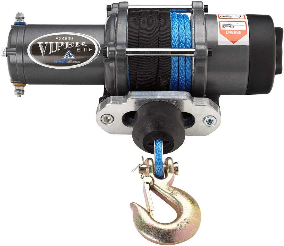 MotoAlliance VIPER Elite 4500lb UTV Winch Black Rope 2014-20 Polaris RZR 1000 XP