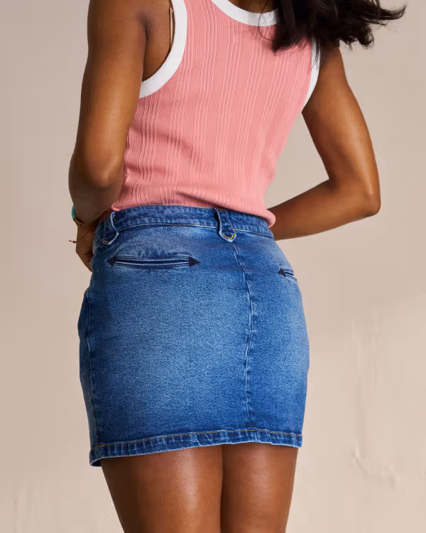 Women's Smile Pocket Denim Skirt