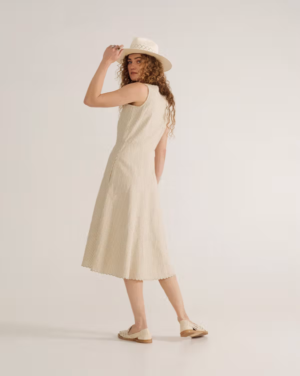 Women's Eyelet Linen Midi Dress