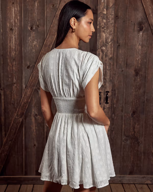 Women's Mini V-Neck Ruched Dress