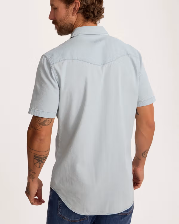 Men's Denim Short Sleeve Pearl Snap