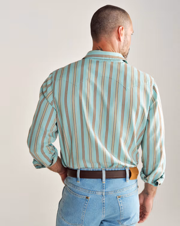 Men's Vintage Weight Sawtooth Cotton Pearl Snap